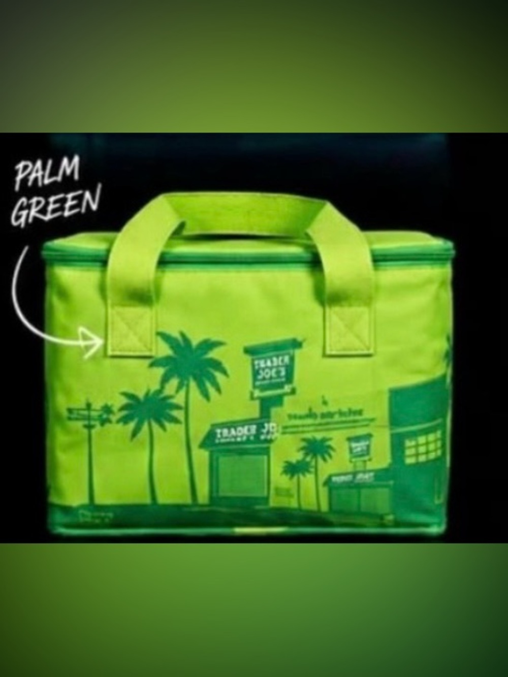 Trader Joe's Palm Green mini Insulated Tote Bag just released